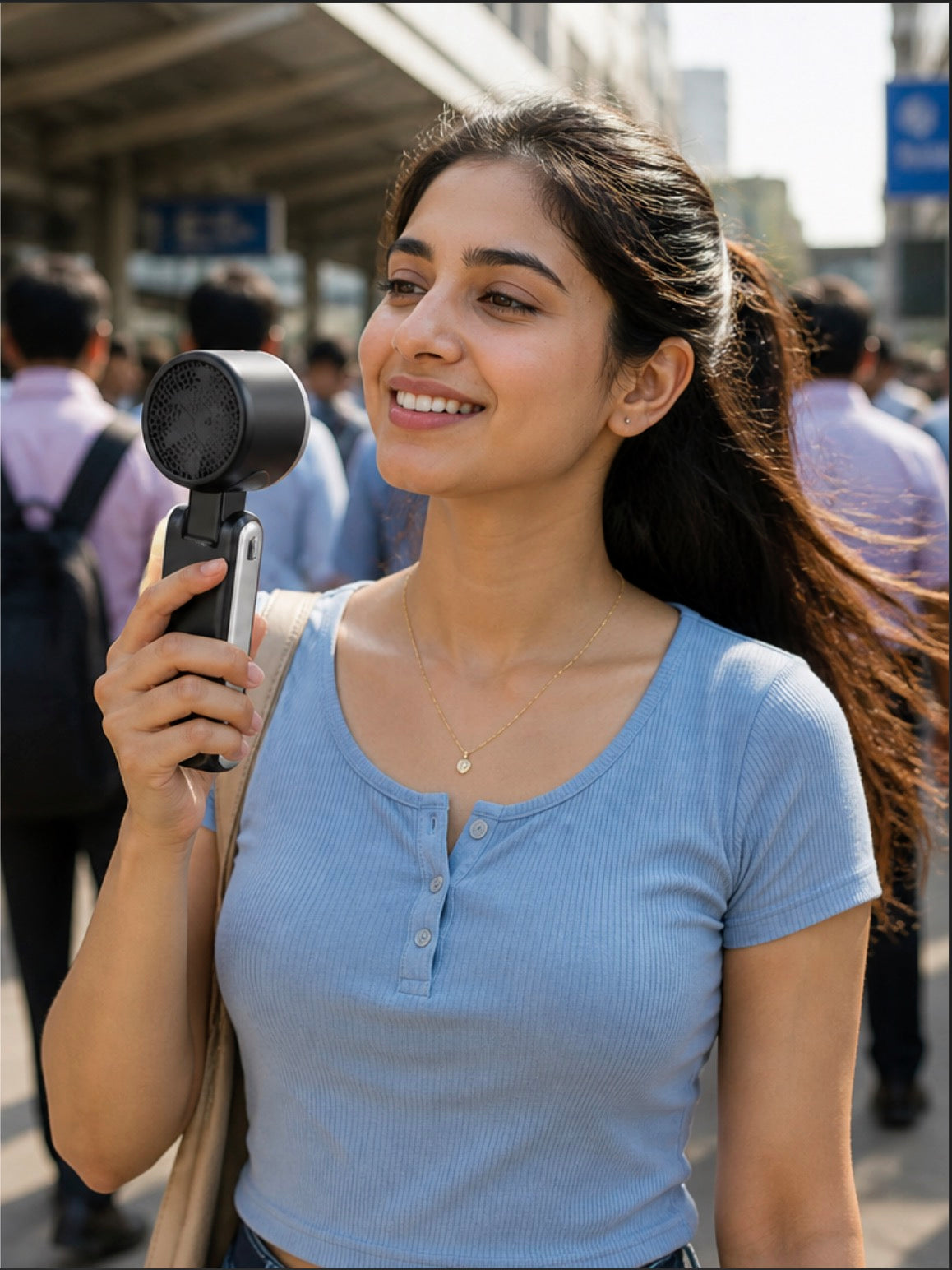 A commuter feeling cooler after using AeroLite