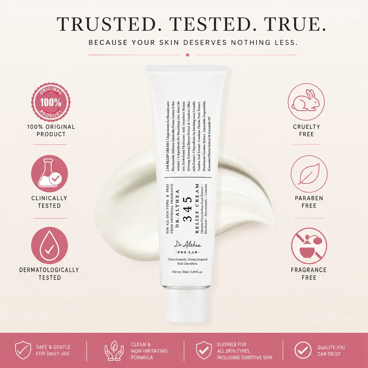 Dr.Althea 345 Relief Cream | Korean Moisturizer for Sensitive & Acne-Prone Skin | 50ml