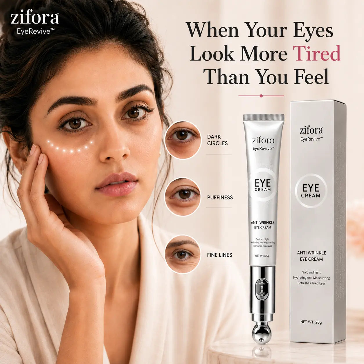 Zifora EyeRevive™ Cooling Eye Cream With Massager
