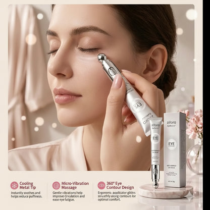 Woman using a skincare device with Zifora product